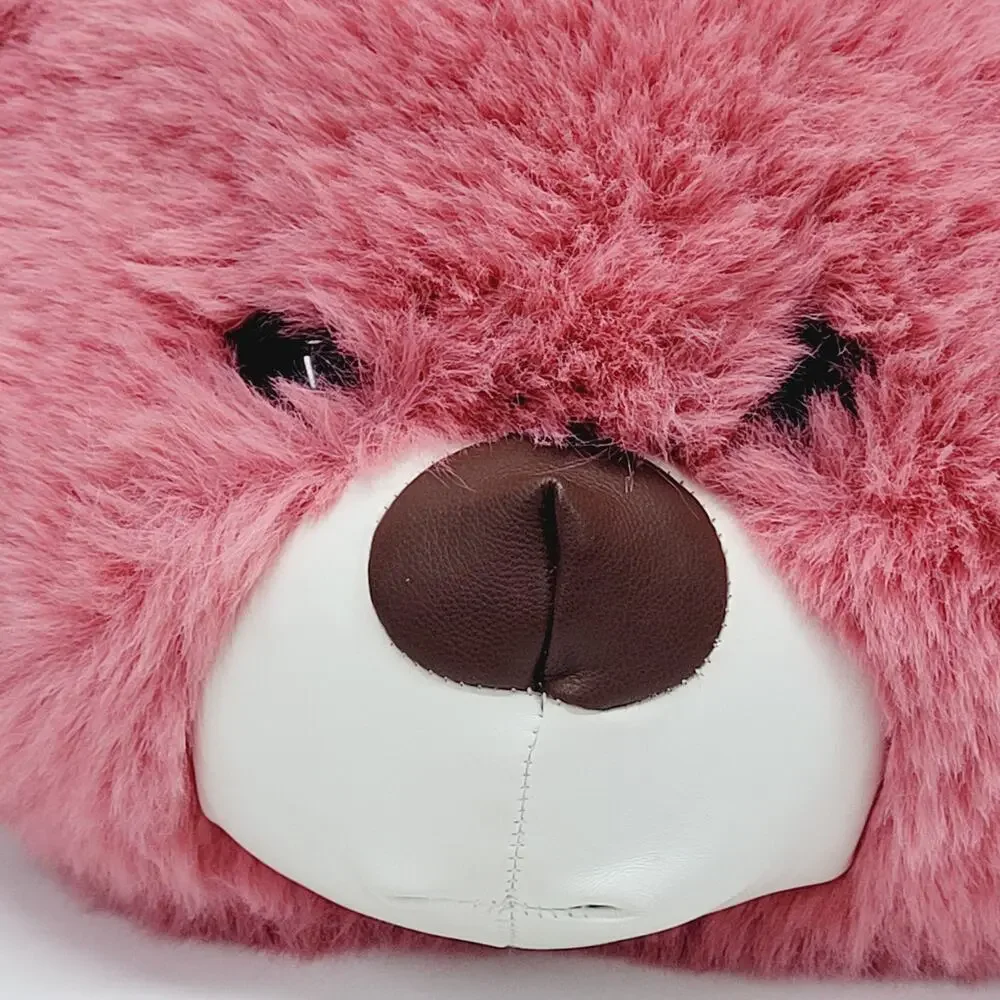 Plush Pink Bear Head 3D Backpack Purse Gold Chain Cosplay Dressup Anime
